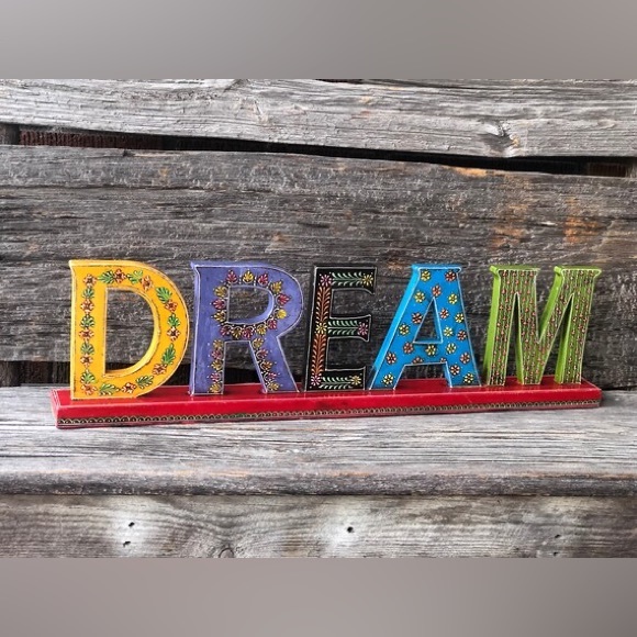 Boho bedroom decor DREAM word sign Bohemian hippy studio decoration shelf sitter - Picture 4 of 11